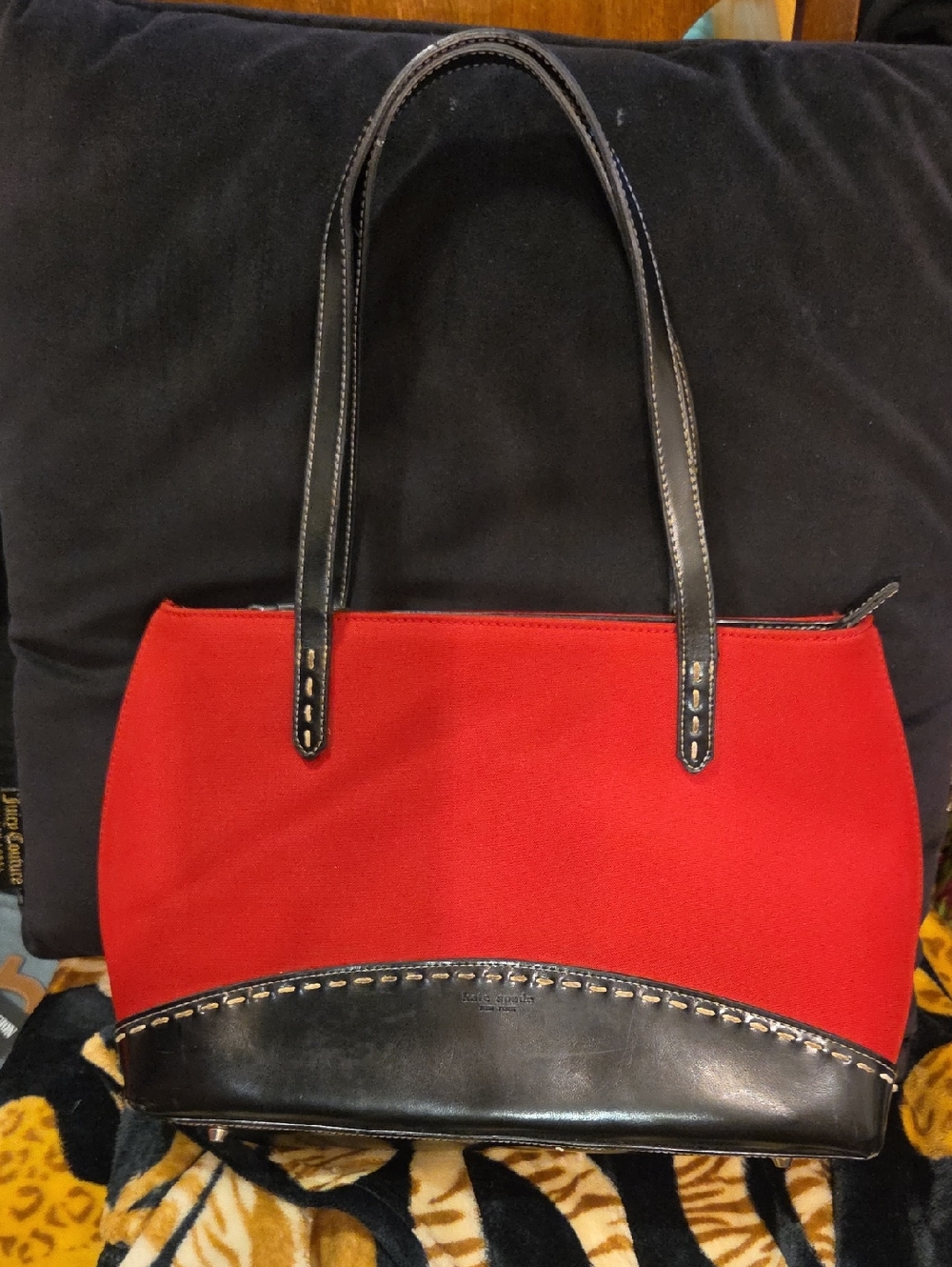 Vintage kate spade Red Tote with Black Trim